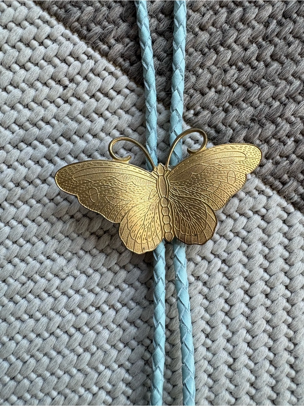 Gold Butterfly Pendant Bolo Necklace - Picture 2 of 4